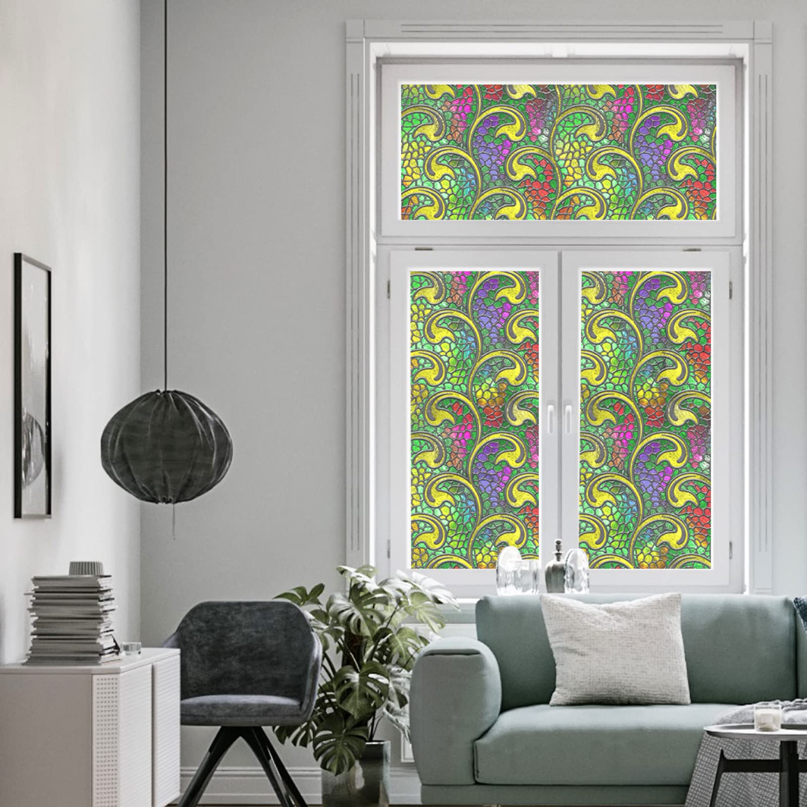 Pellicola per vetri oscurante,Pellicola privacy finestre,anti-peeping,Autoadesive,Anti-UV,strisce colorate ,Ideale per Ufficio Camera da Letto Sala(90cmx200cm)