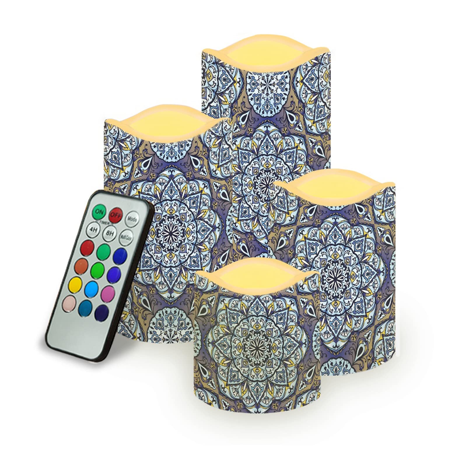 Dolyues Mandala Lotus Led Candles, Flameless Candles, Lights Battery Operated Realistic Bright Tea Lights
