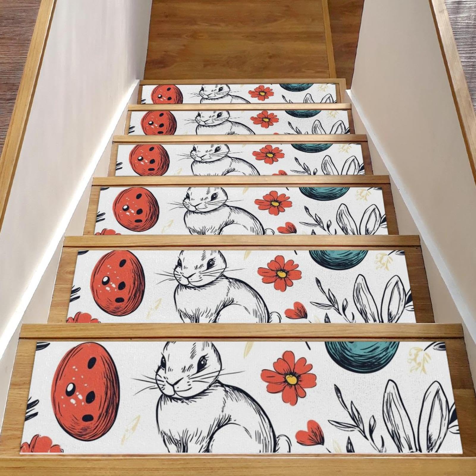 Tapis d'escalier Pâques pour escalier bois intérieur sécurisé