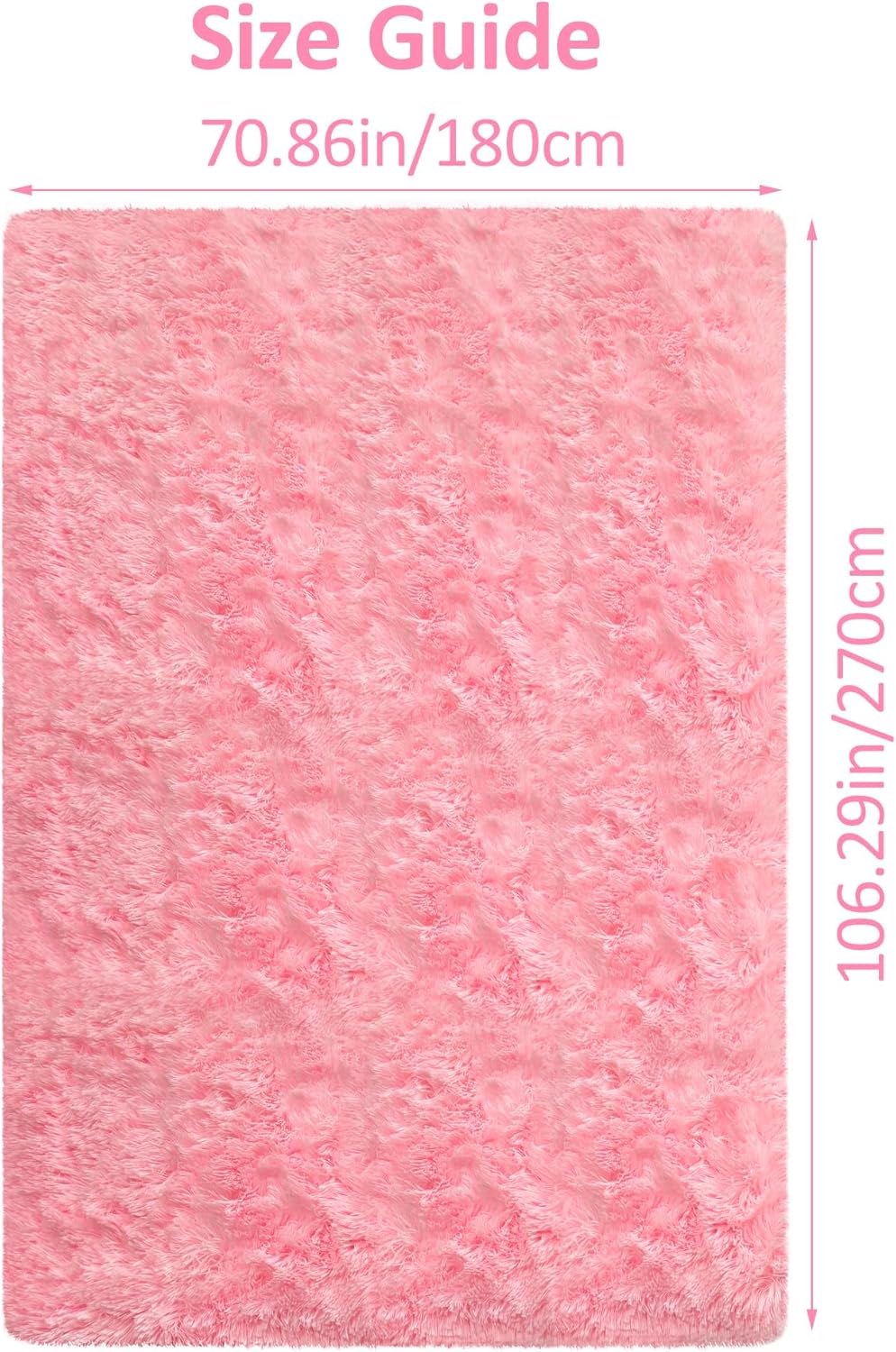 Fluffy Rugs for Living Room 6x9 Soft Pink Shaggy Area Rug for Bedroom Modern Indoor Washable Plush Fuzzy Carpet