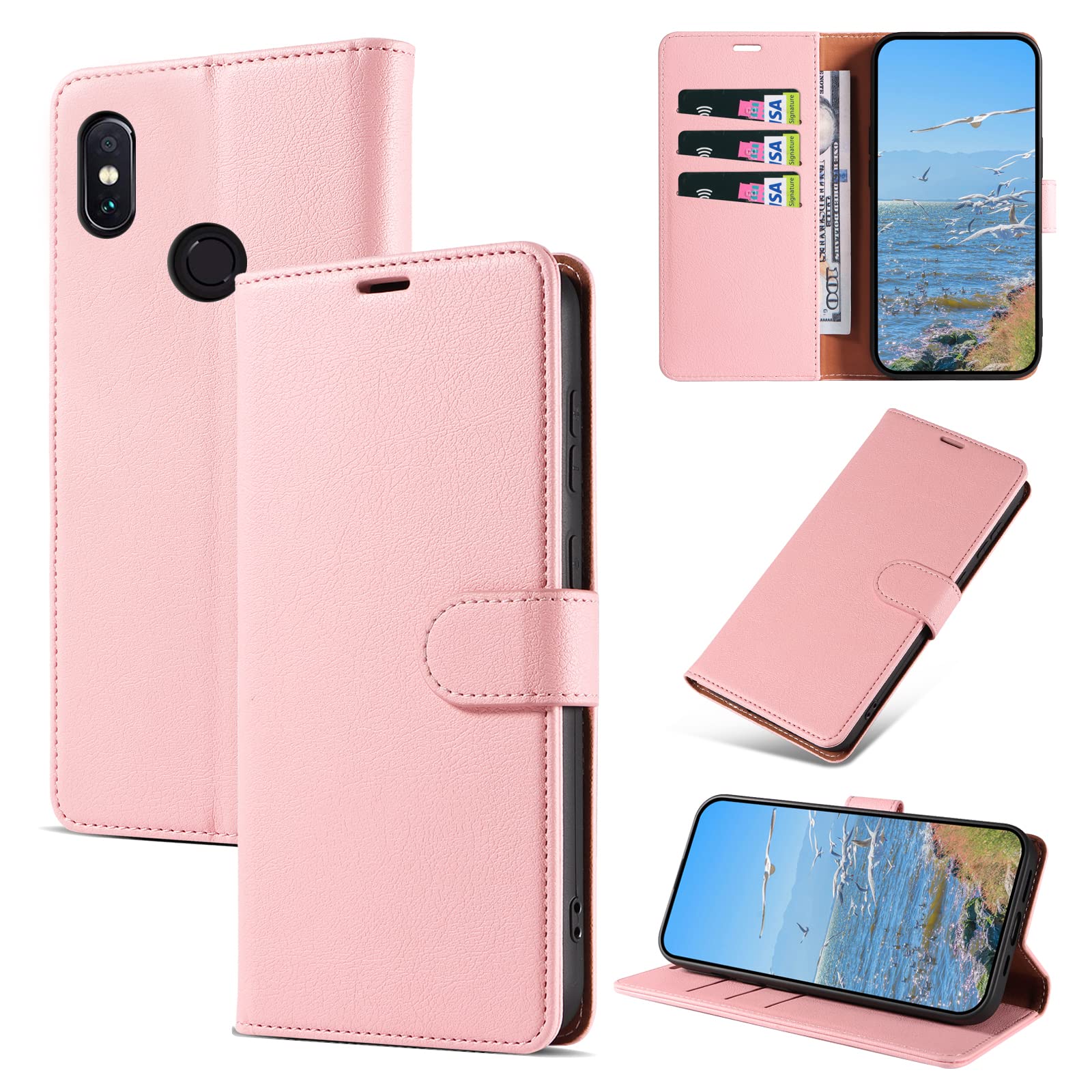 KKEIKO Funda Cartera De Cuero PU Para Redmi Note 14 4G – Rosa, Con Ranura Para Tarjetas, Soporte Y Cierre Magnético