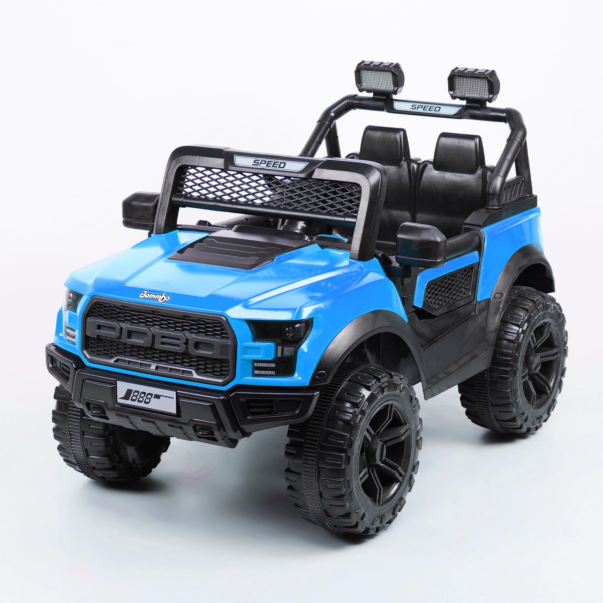 Jammbo POBO Battery Operated Premium Jeep for Kids - Ride on Toy Car with Bluetooth Music & Light - Electric Car Jeep Battery Car for Kids to Drive - Dual Control Mode Car (2 to 8 Years) - Blue