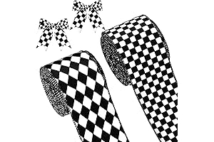 Checkered Ribbon for Christmas Tree: Black and White Plaid Wired Edge Ribbons