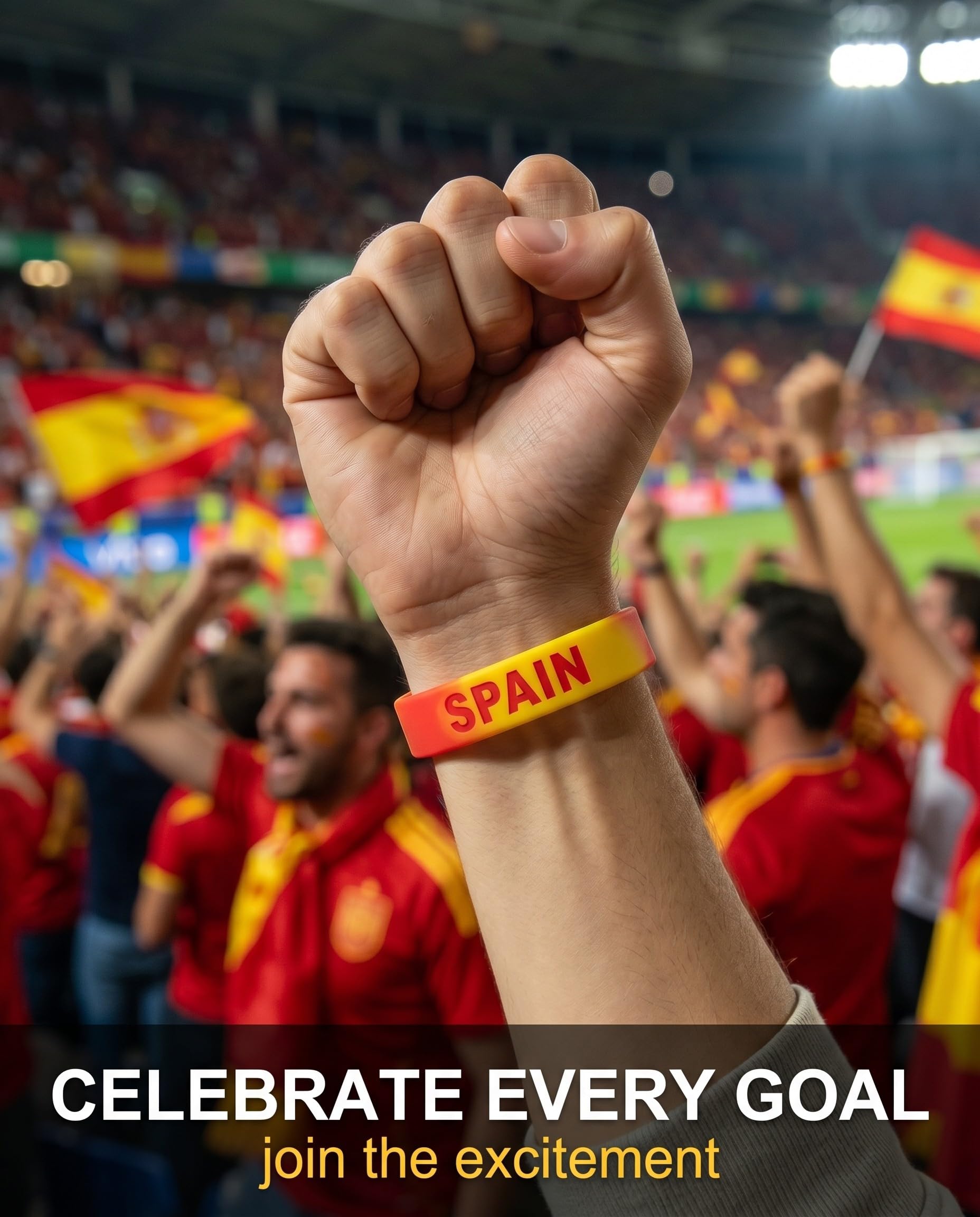 TISCH Bracelets Coupe du Monde 2026 Espagne - Lot de 10 Silicone, Drapeau Espagne. Idéal Fans USA Canada Mexique, Événements Sportifs Confort durable.