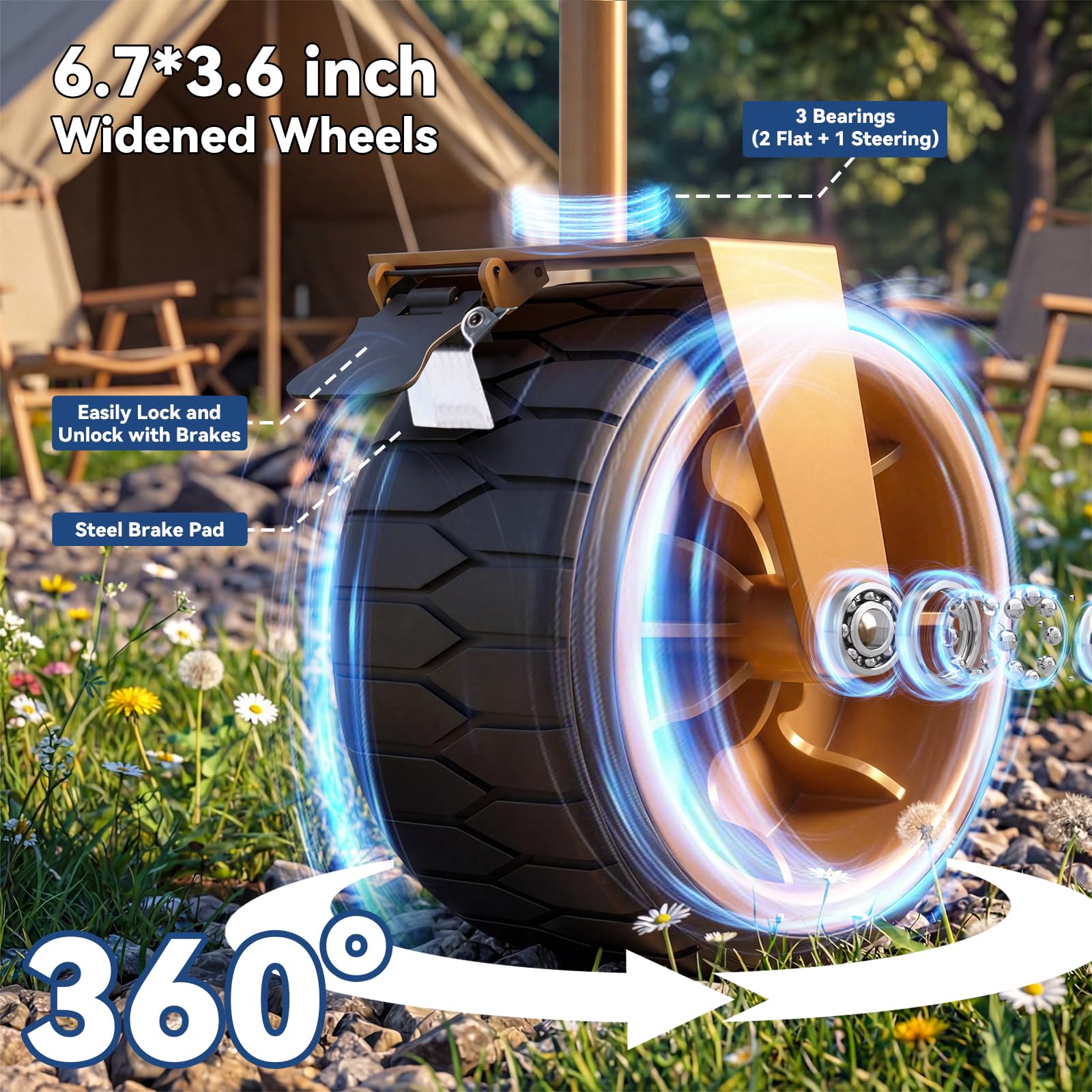 キャリーワゴン 特大容量260L 高耐荷重200kgキャンプカート Brown