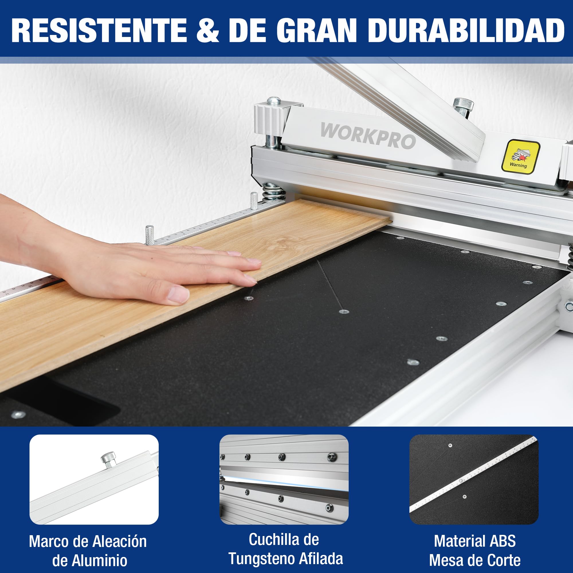 WORKPRO Cortador de Suelo Profesional de 340 mm, Guillotina para Madera, Laminado, Vinilo, Piso de Ingeniería, Moqueta, Revestimiento, LVP, Parquet y Más.