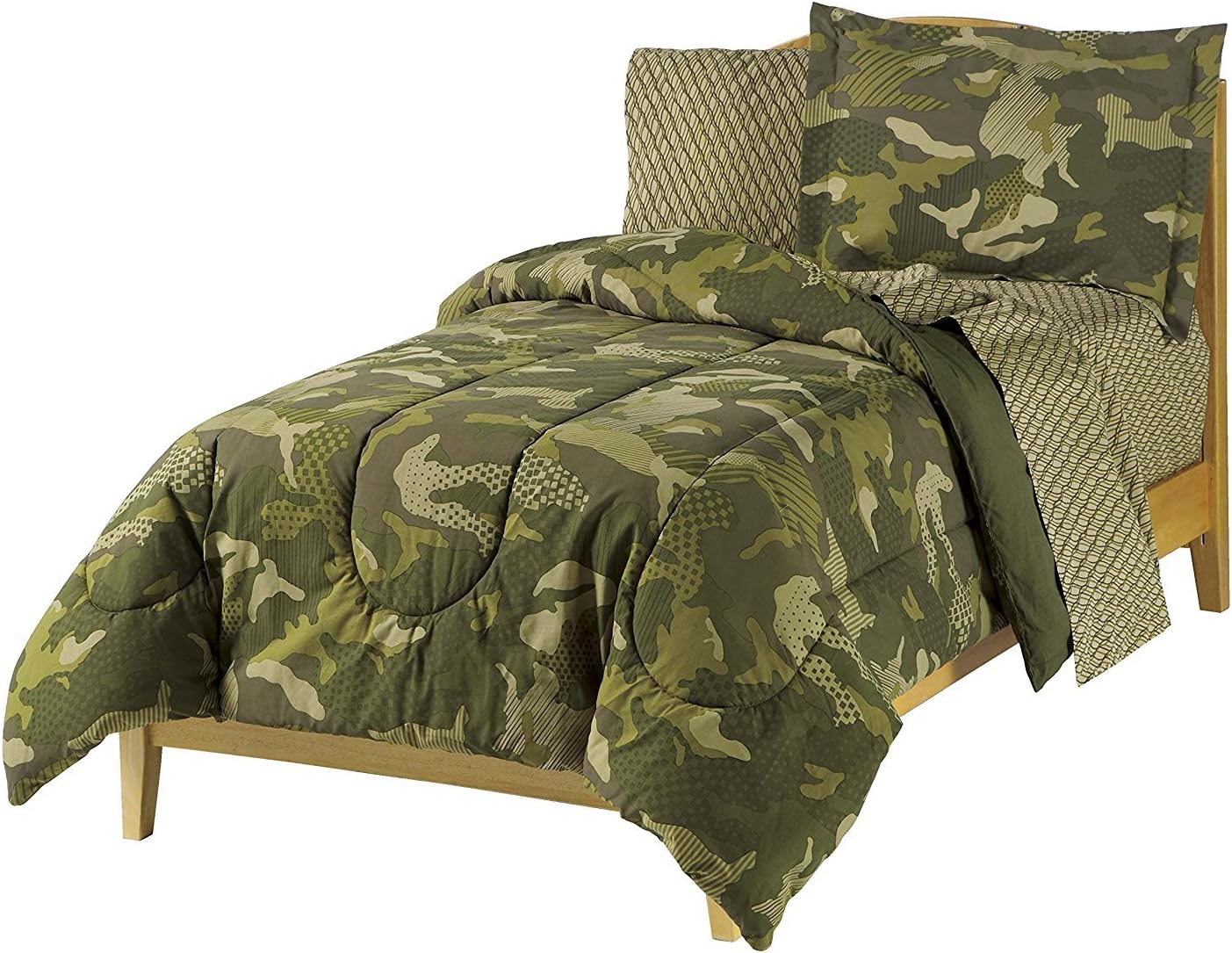 Dream Factory Boys Army Green Desert Camo Comforter Set, Multi, Twin