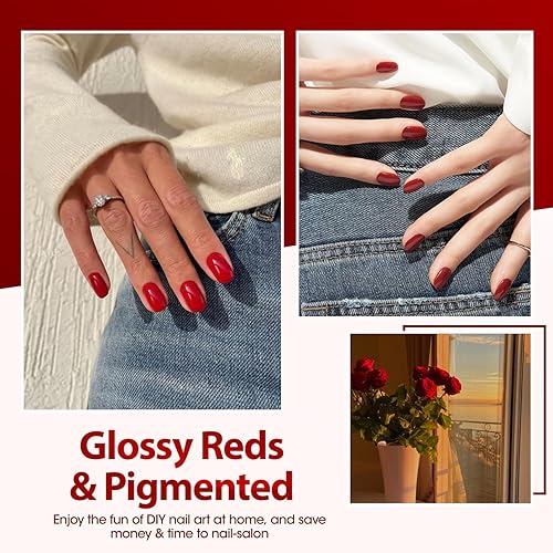 Miniatura 5 de GELLEN Esmalte de uñas de gel, juego de 6 esmaltes de gel color rojo burdeos, color rosa intenso, morado, manicura, regalo de San Valentín para