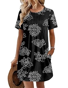 Ekouaer Swimsuit Coverup for Women 2026 Short Sleeve Bathing Suit Cover Ups Beach Summer T-Shirt Dresses with Pockets