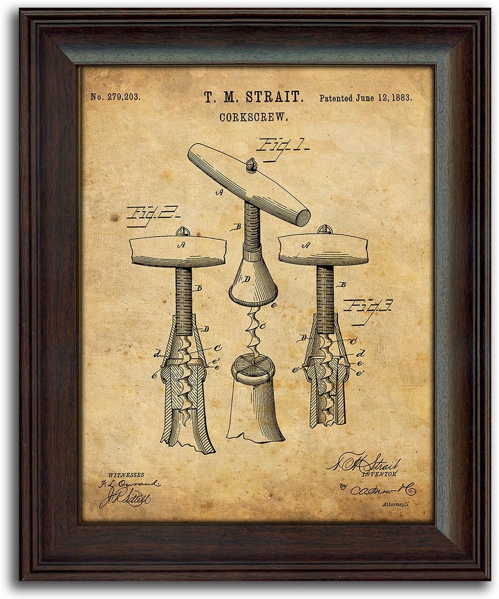 2 pc Framed Modern Patent Set - Wine 14"x17" each