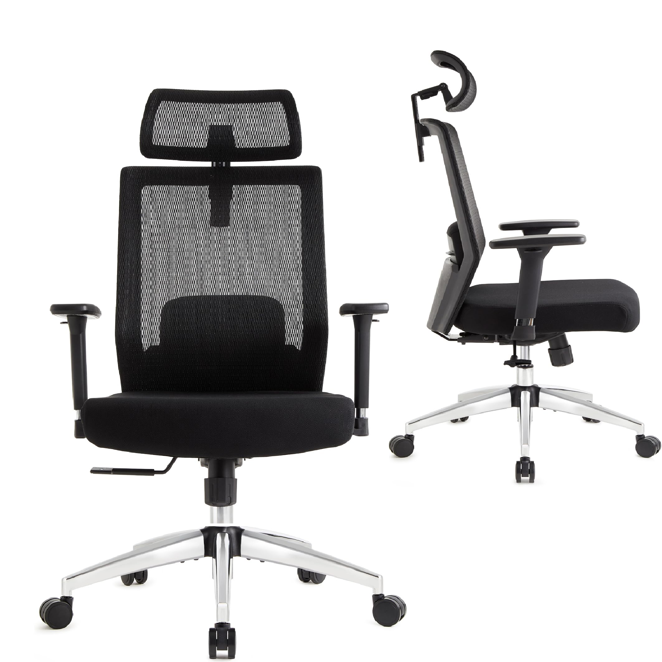IntimaTe WM Heart Ergonomic Office Chair, High Back Desk Chair with Adjustable Lumbar Support, Headrest & 3D Armrest - 132° Rocking Mesh Computer Chair, Black (Black 1)