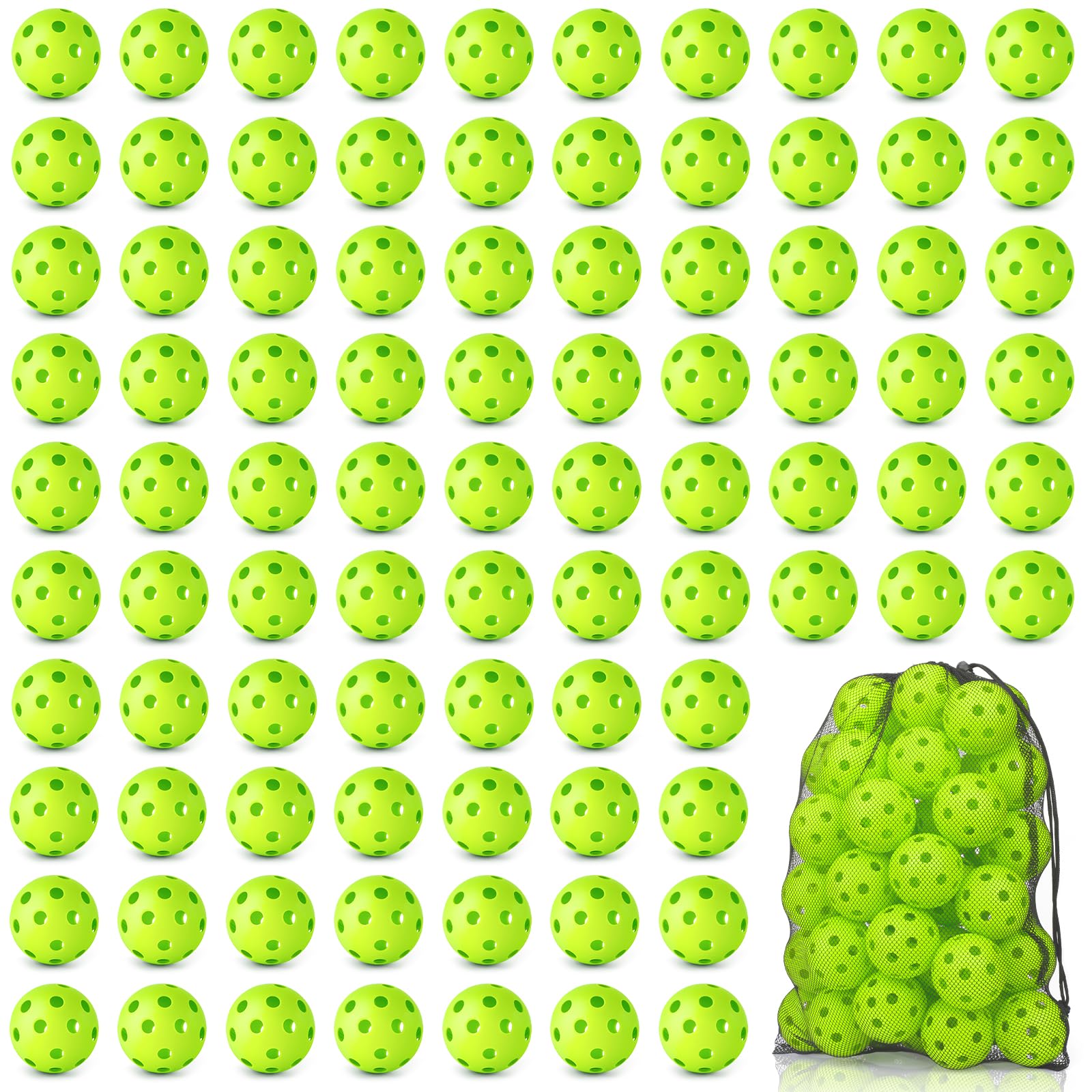 Coopay 12/50/100 Pack Plastic Baseballs Practice Training Balls Lightweight Hollow Softballs with a Drawstring Bag for Hitting Pitching Batting Training Indoor Outdoor Sport