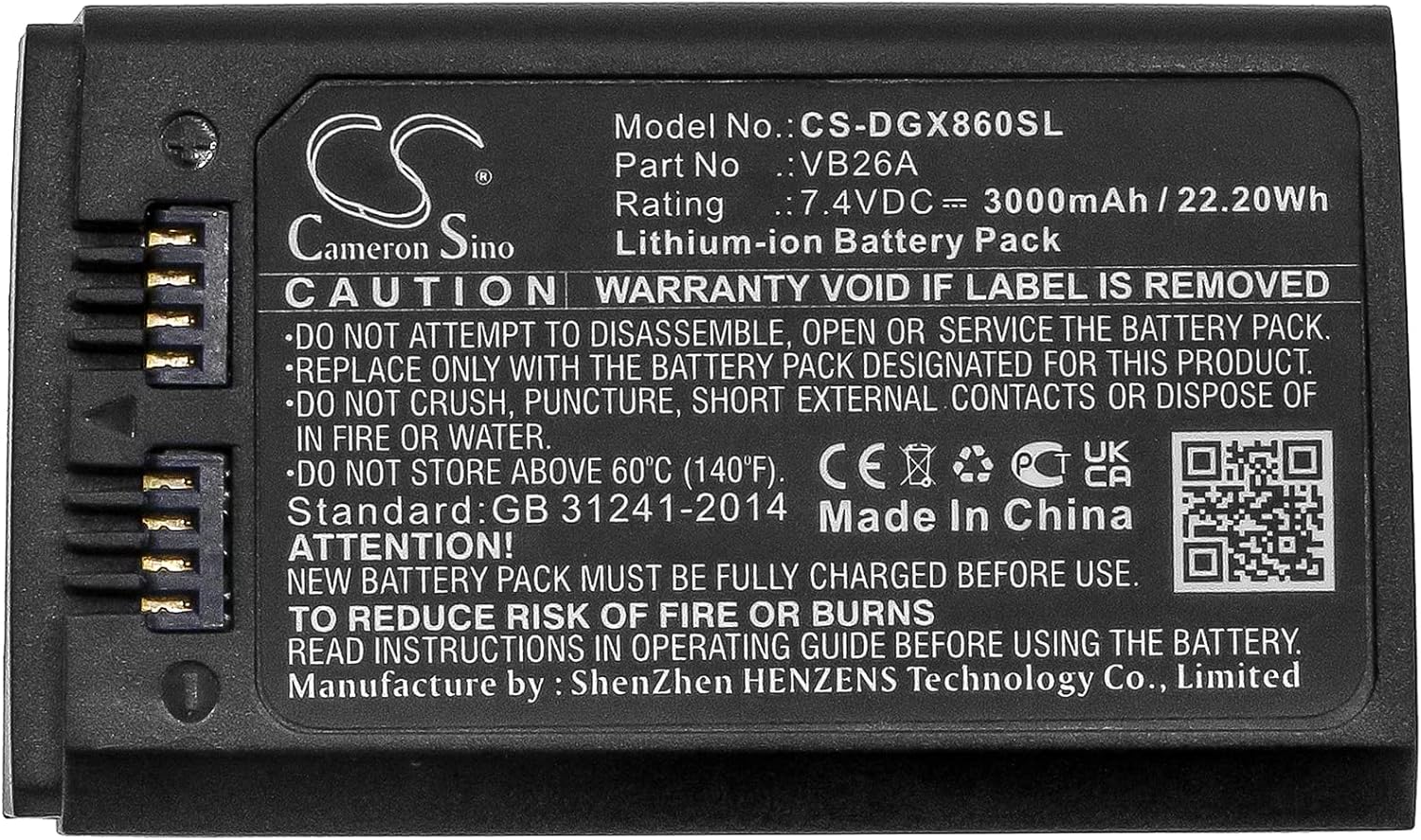 Cameron Sino Battery for GODOX V860III PN:GODOX VB26A 3000mAh / 22.20Wh