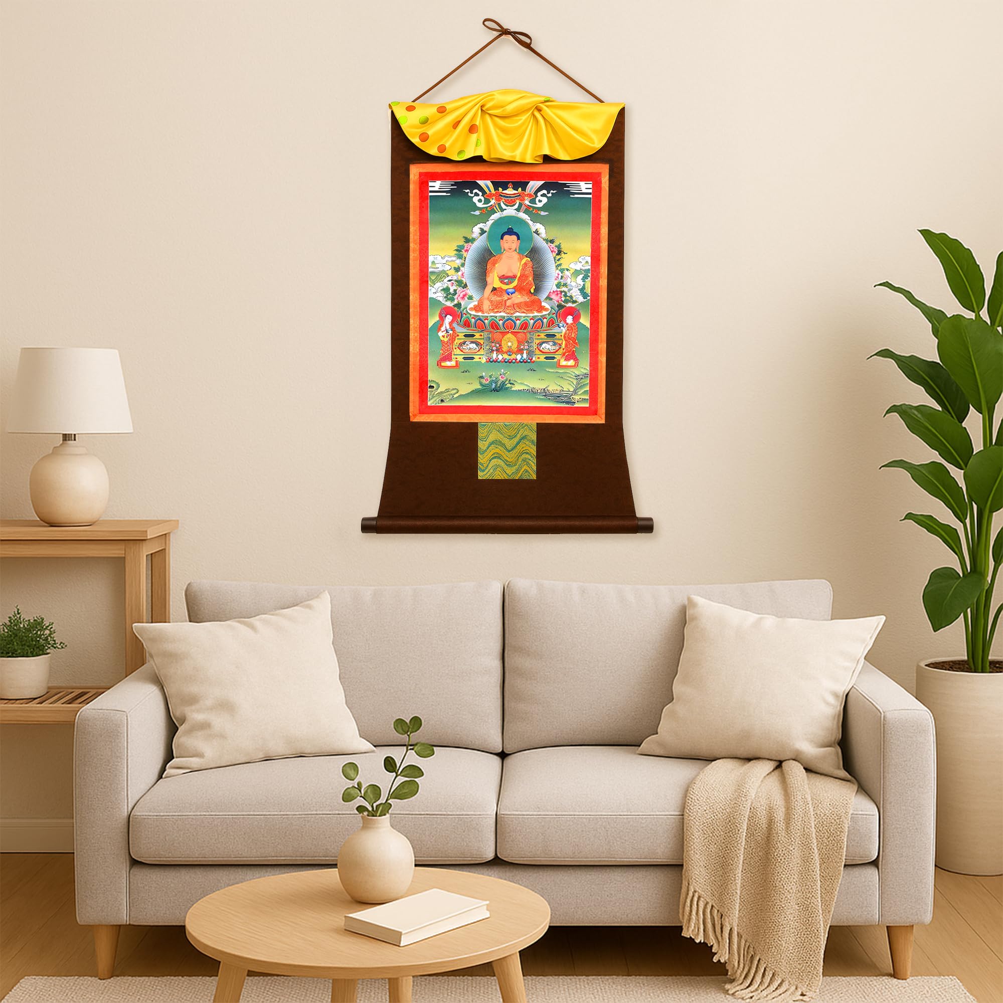 Amazon.co.jp: Mudra Crafts Shakyamuni Thangka 壁掛け サンカ