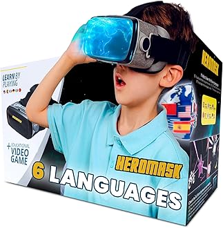 VR Headset for Kids 5-12 + Games to Learn 6 Languages ― Gift for Birthday or Christmas that gets Boys & Girls excited about Spanish, Chinese & more through Virtual Reality Gaming