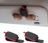 Vista 12 de Yuoyar Soporte para lentes de sol para vehículo, soporte de lentes de sol de cuero magnético y clip para tarjeta y boleta, accesorios para visera