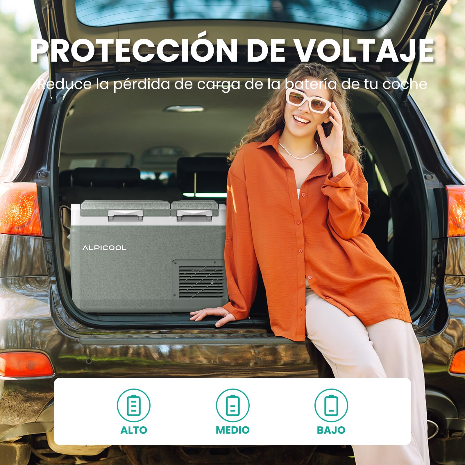 Alpicool KLS38 31L Nevera Portatil con Control de APP,2026 de Doble Zona Portátil Coche 12V /24V DC,-20℃ a 20℃, Nevera de Coche para Camping,Viajes,Automóvil,Bandeja de Hielo Incluida,Verde