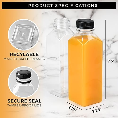 Miniatura 6 de NYHI Botellas de jugo de plástico transparente con tapas a prueba de manipulaciones recipientes vacíos reutilizables con tapas para jugos batidos