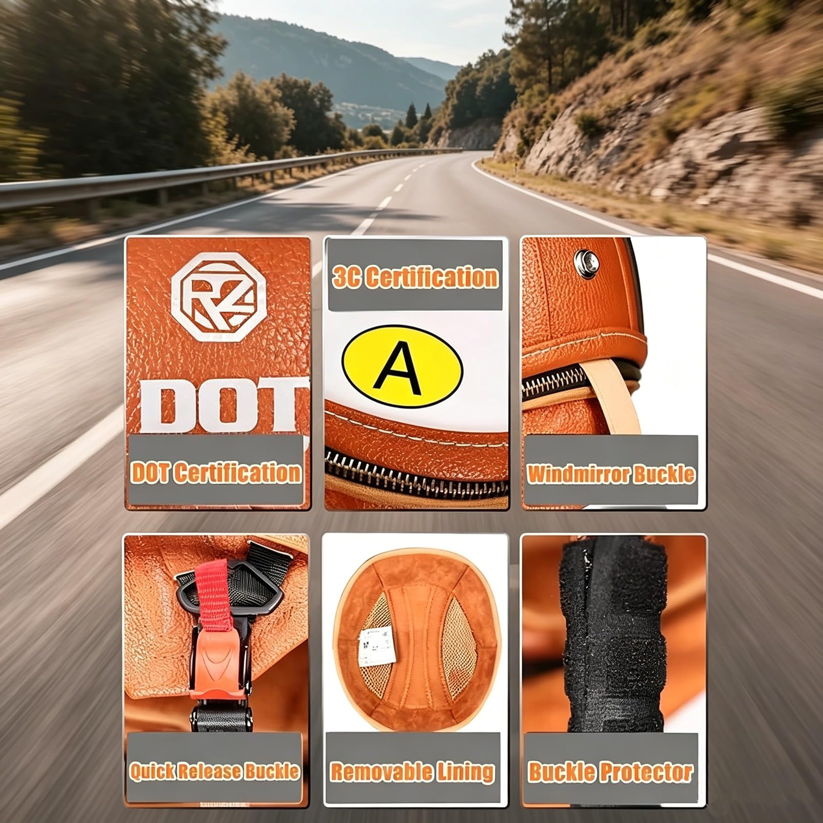 Casco Moto Jet Omologato ECE R22.06, Retrò 3/4 Vintage con Frontino Removibile per Uomo & Donna, DOT Legale su Strada per Scooter Moped Cruiser