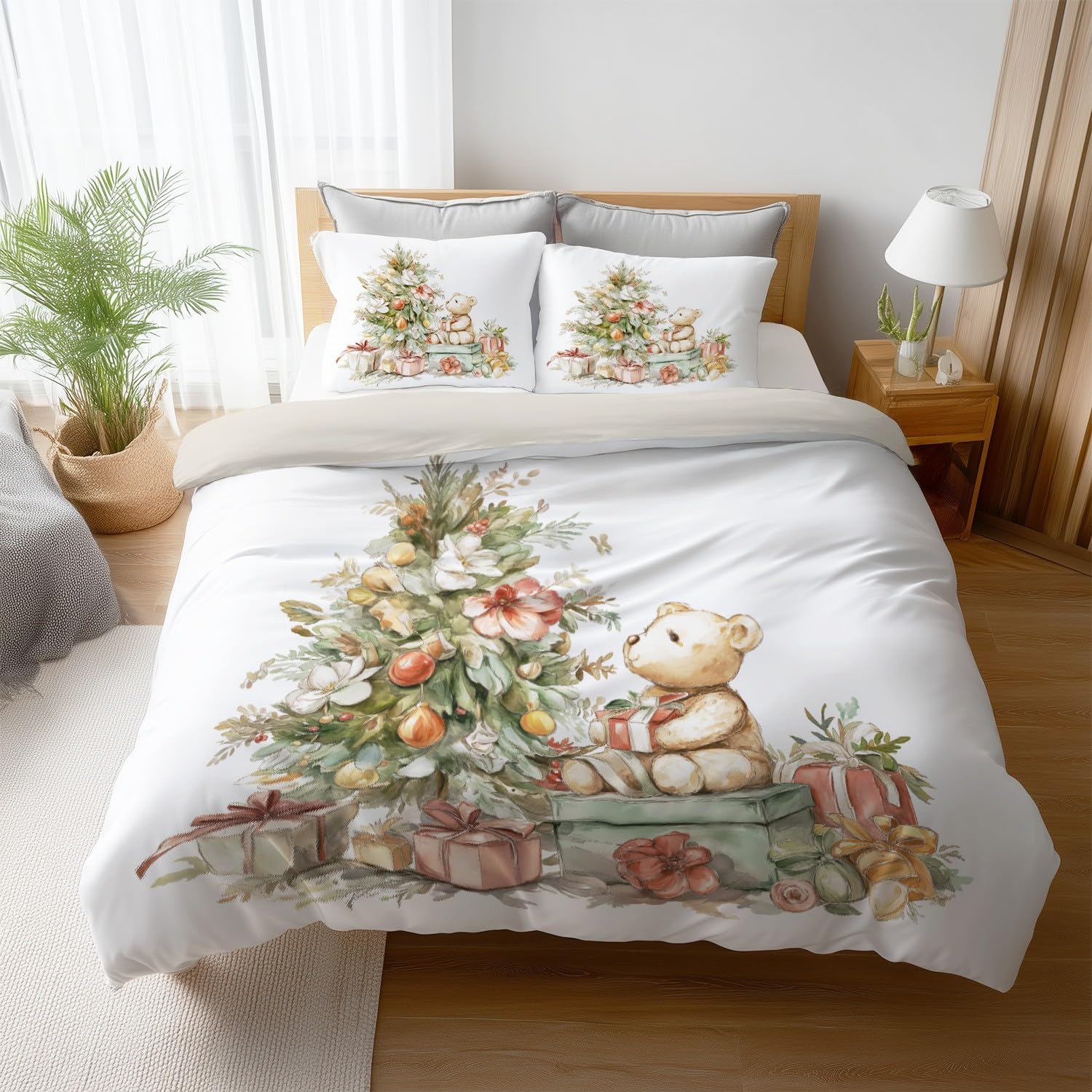 Funda Nórdica Cama 90 Funda de Edredón Blanco de Microfibra Juego de Cama para Adulto Cartoon festividad Regalos Reversible Ropa de Cama con Cremallera y Fundas de Almohada 50x75 CM