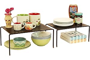 Bronze Cabinet Shelf Organizer Adds Vertical Storage