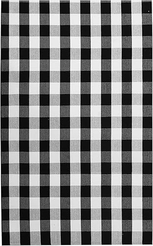 Miniatura 8 de IOHOUZE - Tapete a cuadros estilo búfalo de 5 x 8 pies para interiores y exteriores, lavable, para sala, tapete de bienvenida primavera-verano