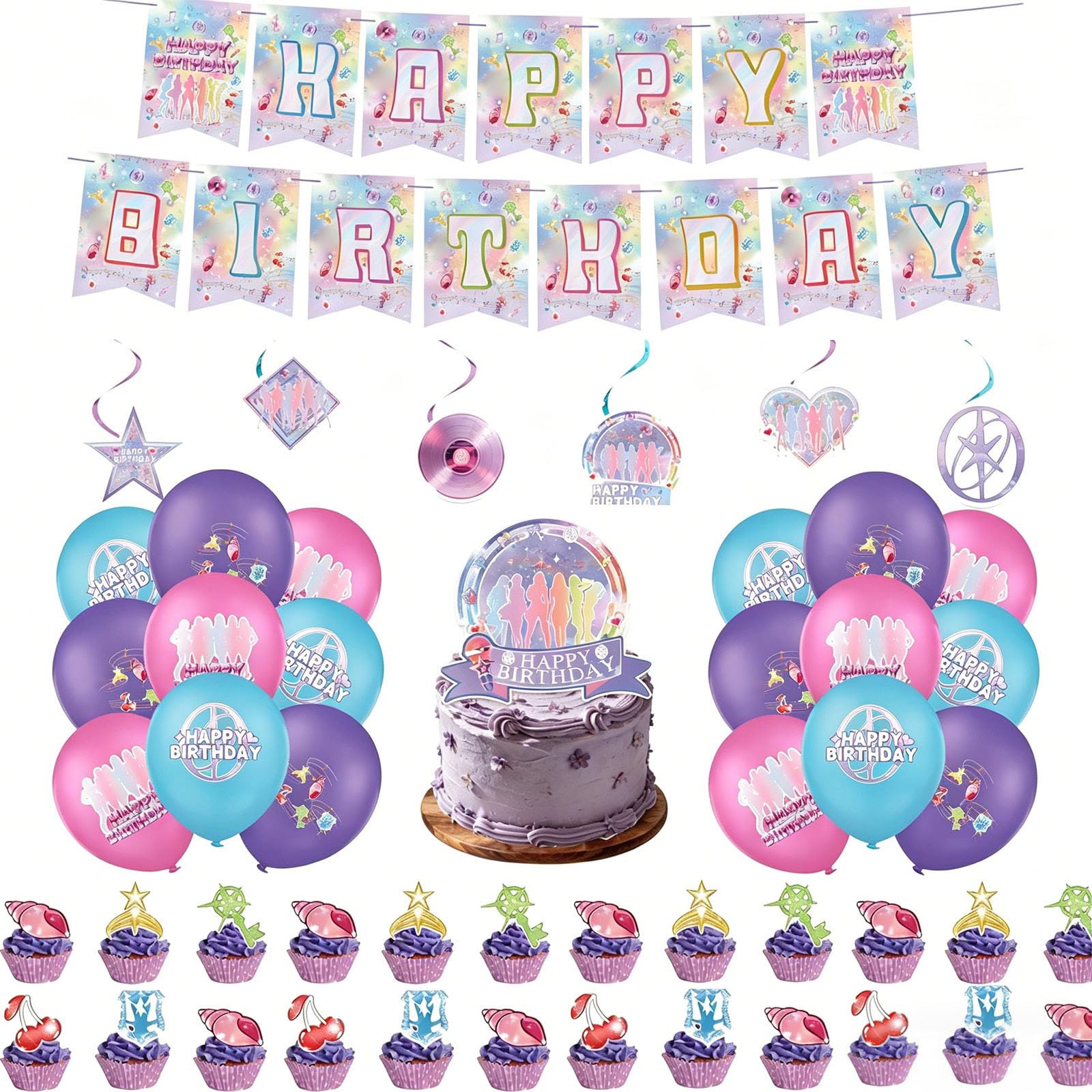 Katseye Merch Katseye Birthday Decorations Pinky Up Album Party Decorations Balloons, Banner, Cake Topper Birthday Decor Party Favors for Fans B01 — image 1