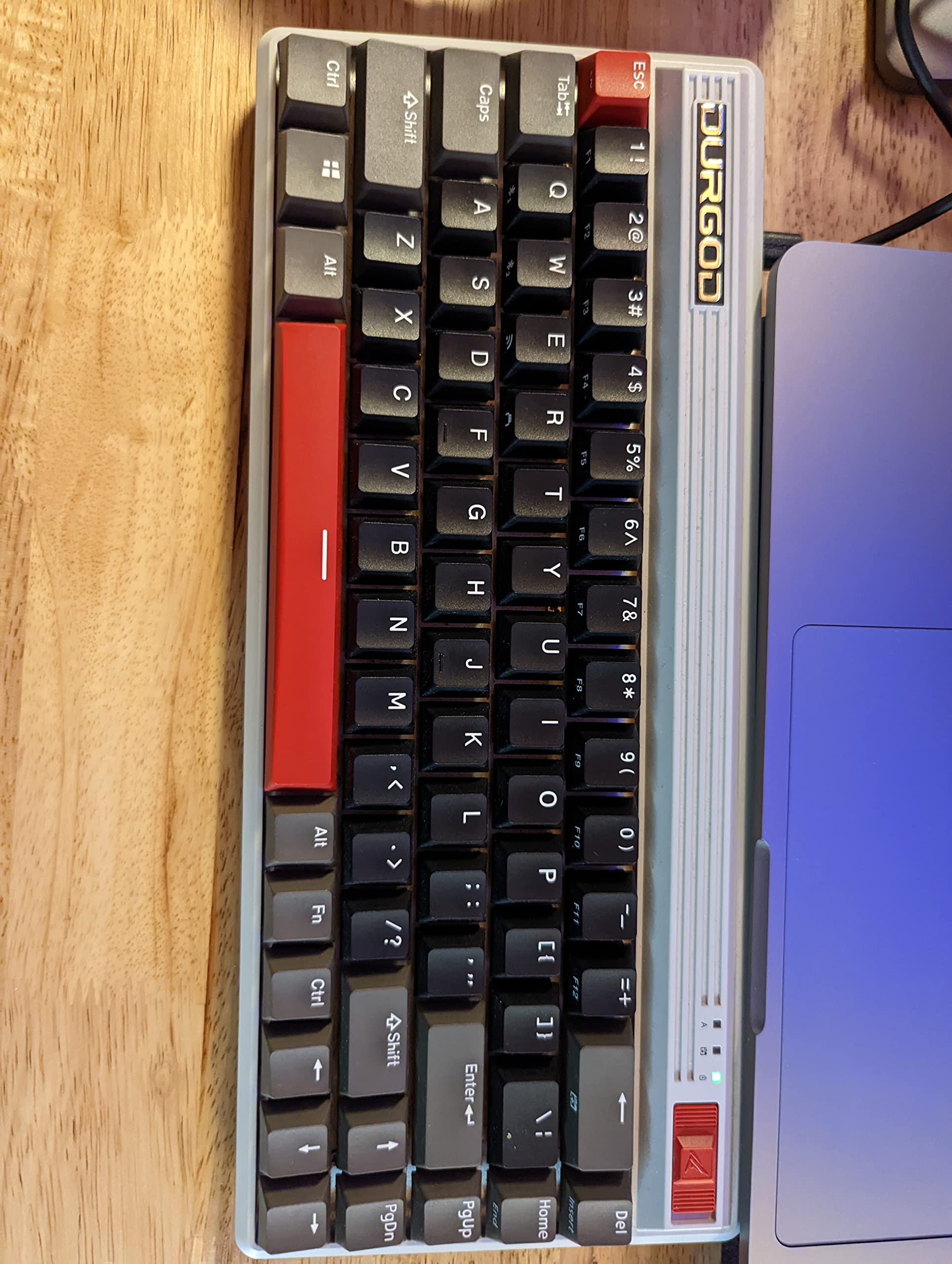 DURGOD Fusion Mechanical Keyboard - 65% Layout - Doubleshot PBT Cherry Profile - Wireless 2.4gHz / Bluetooth 5.0 / USB Type C - Up to 40 Days Battery Life (Cherry Silent Black, Steam)