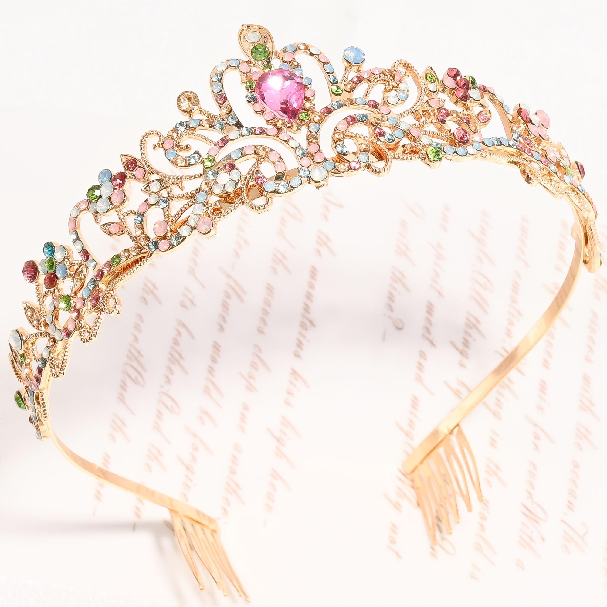 TAROSE Crowns for Women and Girls, Queen Crystal Gold Silver Tiaras with White Rhinestone and Combs, Goddess Crown for Wedding Bride Birthday Princess Bridal Shower Hair Accessories for Women