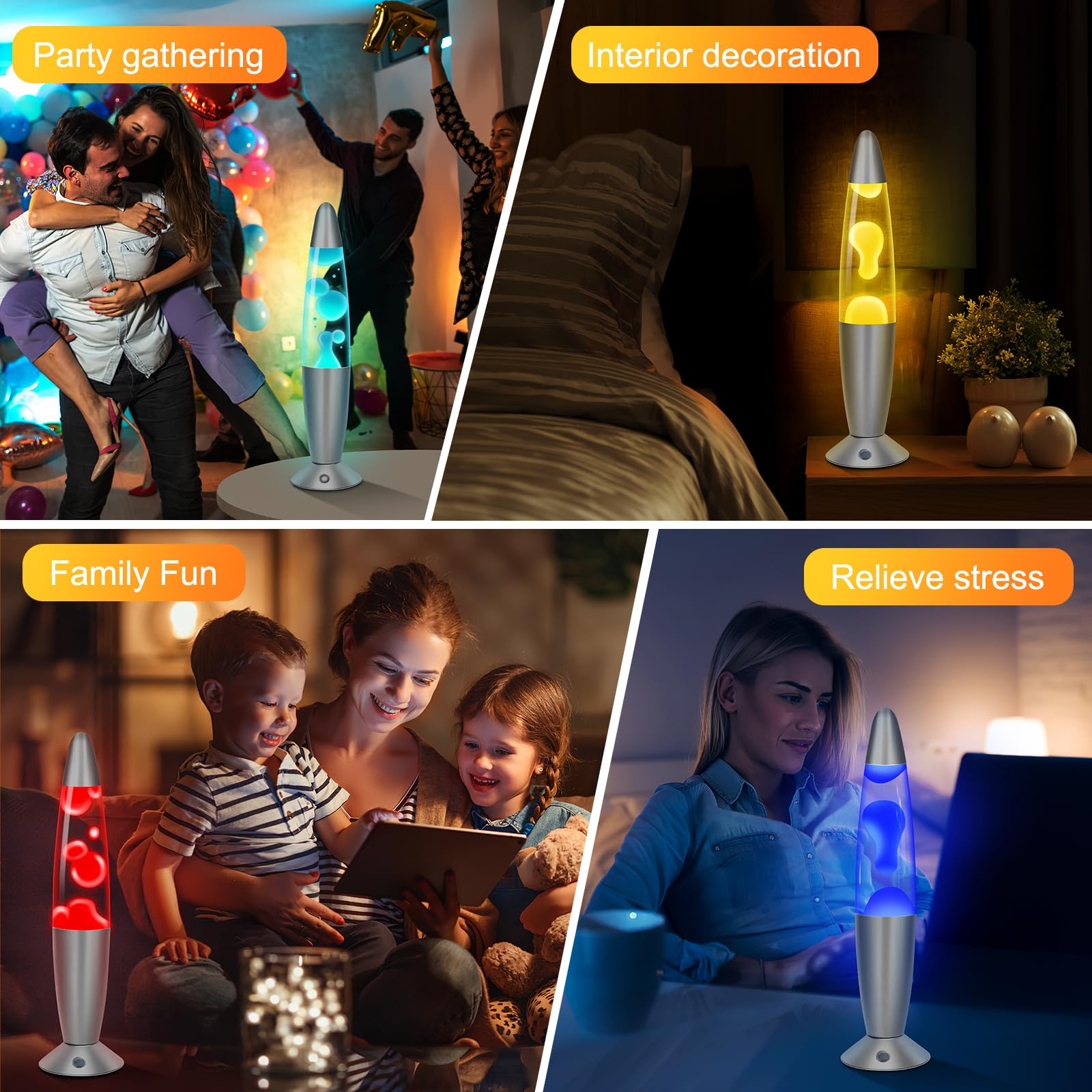 Lampa lawowa dla dzieci ze zmianą koloru, lampa lawowa, dla dorosłych, 17 kolorów, lampka nocna LED, relaksująca, idealna do sypialni, salonu, jako dekoracja domu