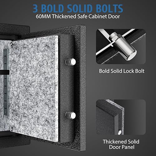 Miniatura 5 de WASJOYE Caja de seguridad biométrica ignífuga, segura para huellas dactilares con bloqueo de teclado digital y puerto de emergencia tipo C, 1.8 pies