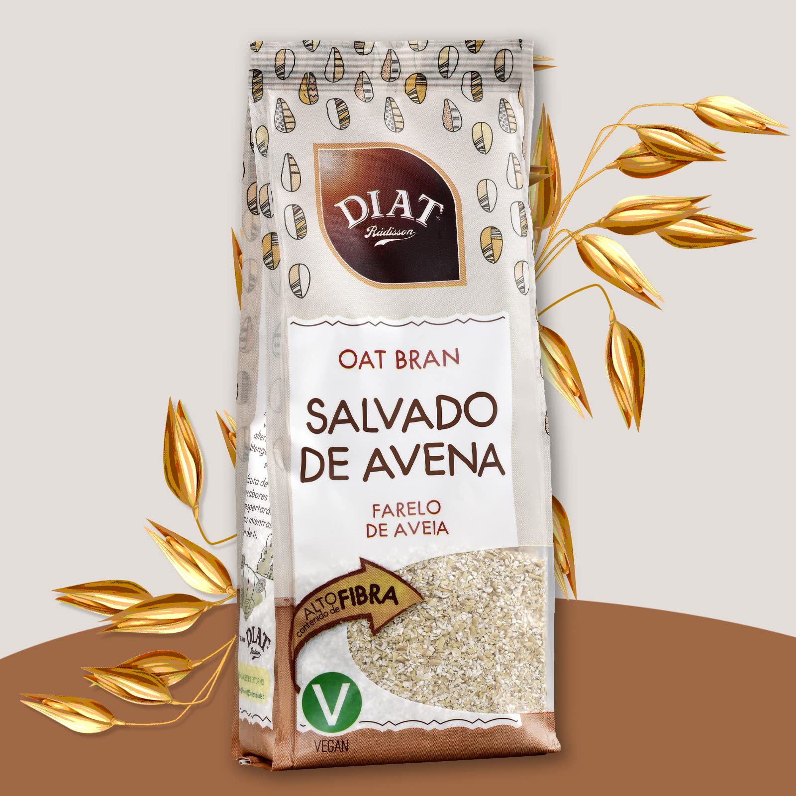 DIAT Radisson - Salvado de Avena sin Azúcar | Alto Contenido en Fibra y Betaglucanos | Salvado de Avena Natural | sin Azúcares Añadidos