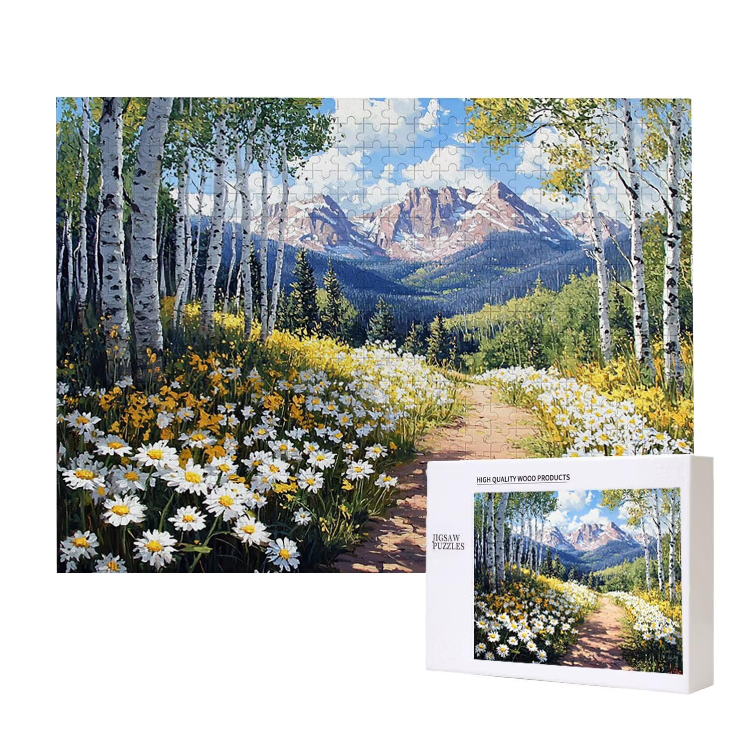 Kwiaty brzozy - puzzle 1000 sztuk dla dorosłych - Puzzle DIY, kreatywna rozrywka, nowoczesna sztuka, klasyczne puzzle dla dorosłych i chłopców w wieku 12 lat, prezent dla mężczyzn i kobiet 75 x 50 cm