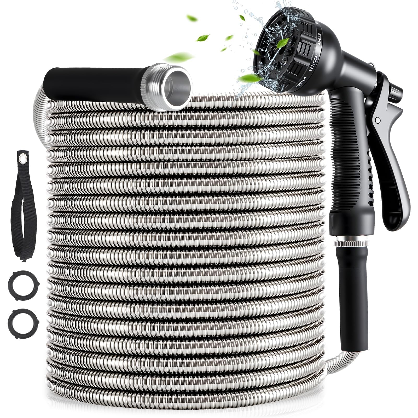 YXT&BEYOND Manguera de Jardín Extensible 30 m, Manguera Resistente con Acero Inoxidable, Pistola de Pulverización Incluida, Tubo de Agua Mágico Retráctil Flexible para Jardinería y Riego