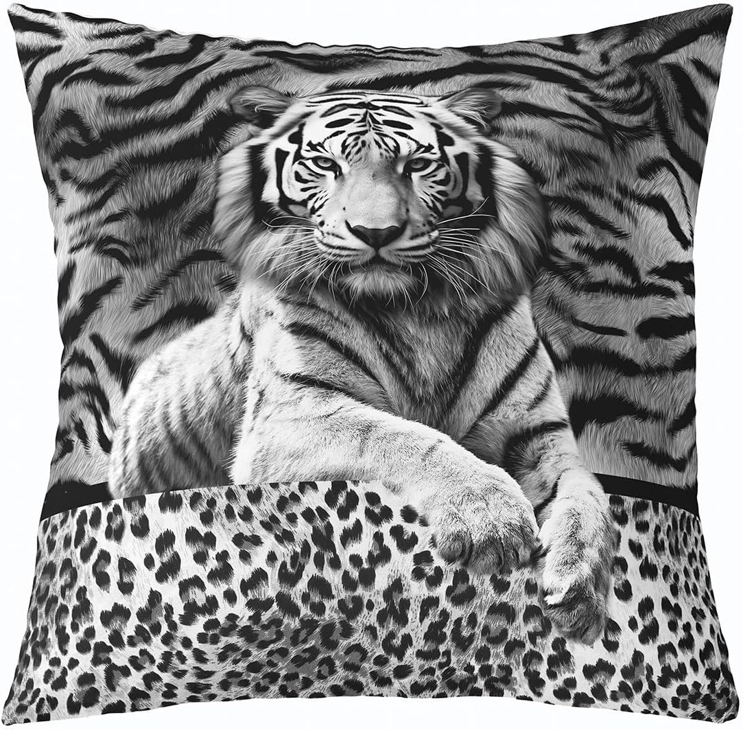 Black Wolf Set of 4 Throw Pillow Covers 20x20 Inch Galaxy Night Sky Pillow Covers For Adult Teens Boys Moon Stars Tree Cushion Covers Jungle Safari Animal Decorative Pillow Covers,Bedroom Decor