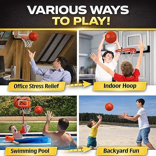 Miniatura 6 de Paquete de 4 mini pelotas de baloncesto para mini aros, bolas de baloncesto inflables de PVC de 6 pulgadas con bomba y aguja, agarre texturizado