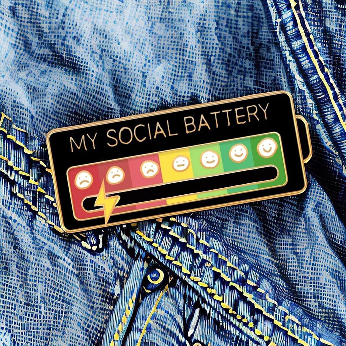My Social Battery Pin, zabawna broszka dla nastroju społecznego na 7 dni, 2 sztuki broszki na baterie społeczne, zabawne szpilki, biżuteria, dekoracja, przypinka