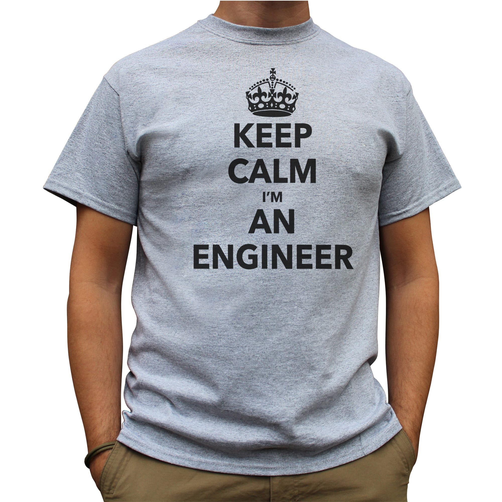Nutees Keep Calm I'm an Engineer Mens T-Shirt (Sports Grey), Medium