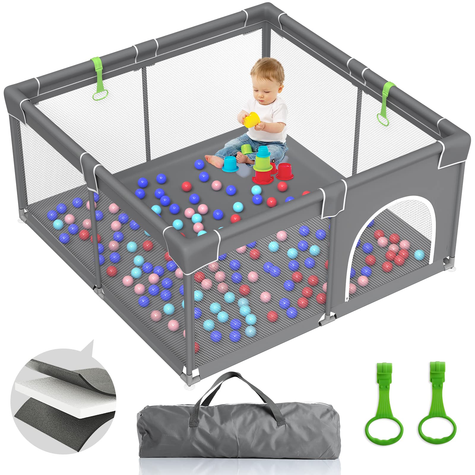 GENTEACO Baby Playpen, 50x50inch Large Play Pen For Babies And Toddlers
