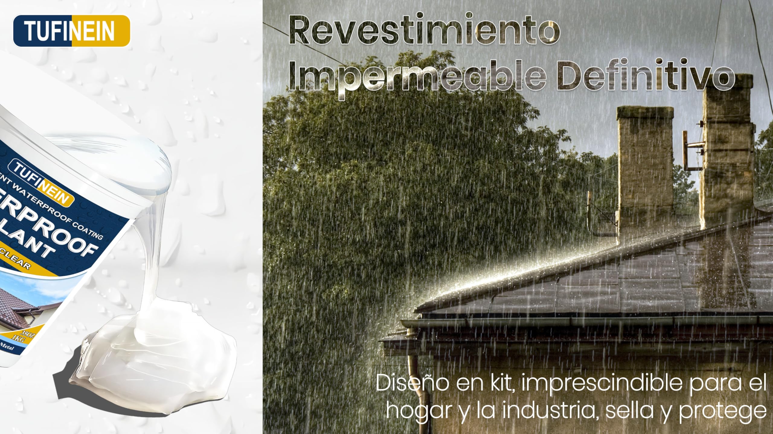 Impermeabilizante Transparente 2 KG, Revestimiento Impermeable Definitivo Interiores y Exteriores, Sellador de Fugas Transparente Revestimientos Impermeables al Agua