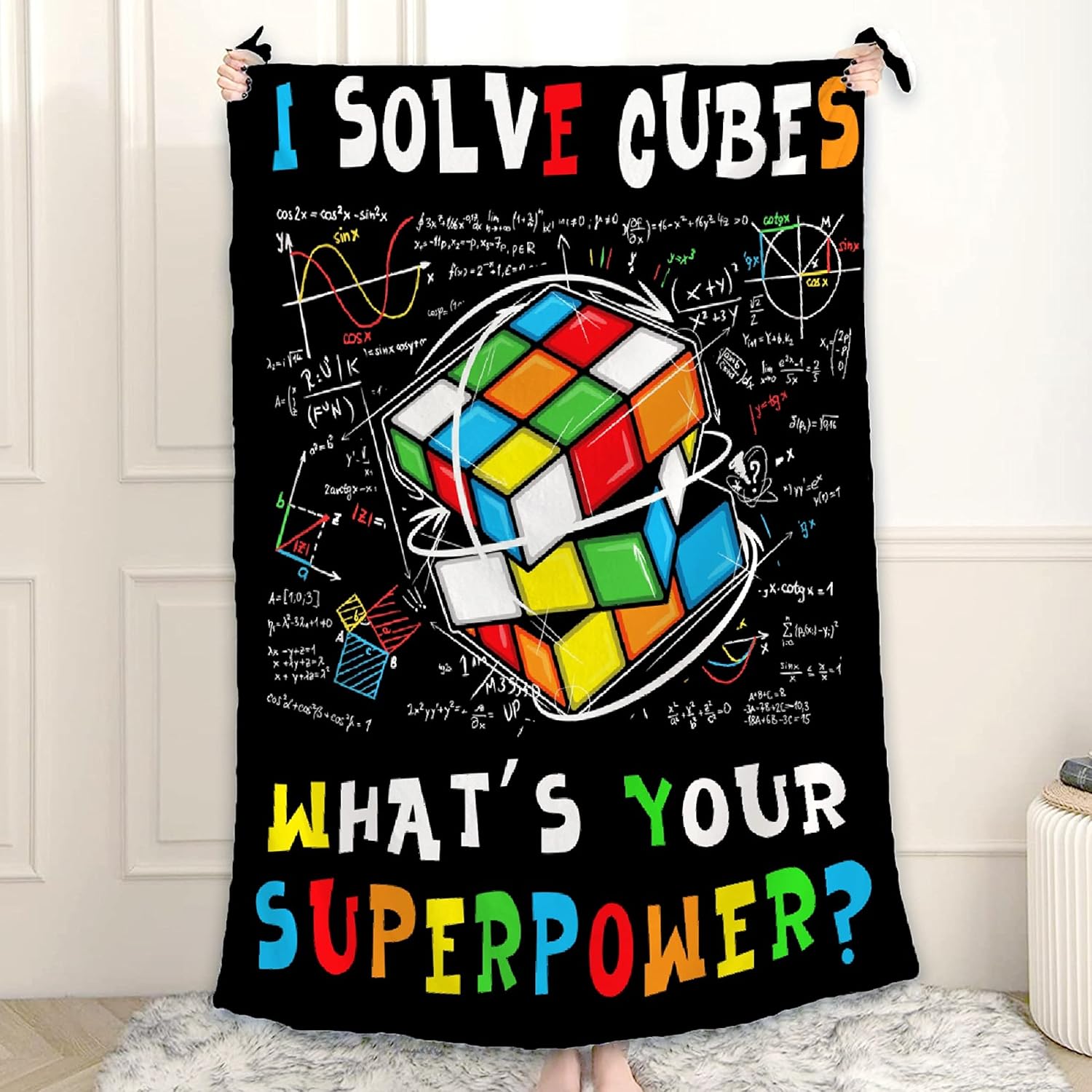 Funny Speed Cubing Throw Blanket for Couch Lightweight Plush Fuzzy Cozy Soft Blankets Quilt Decorative Sofa Travel 80"x60" for Adults
