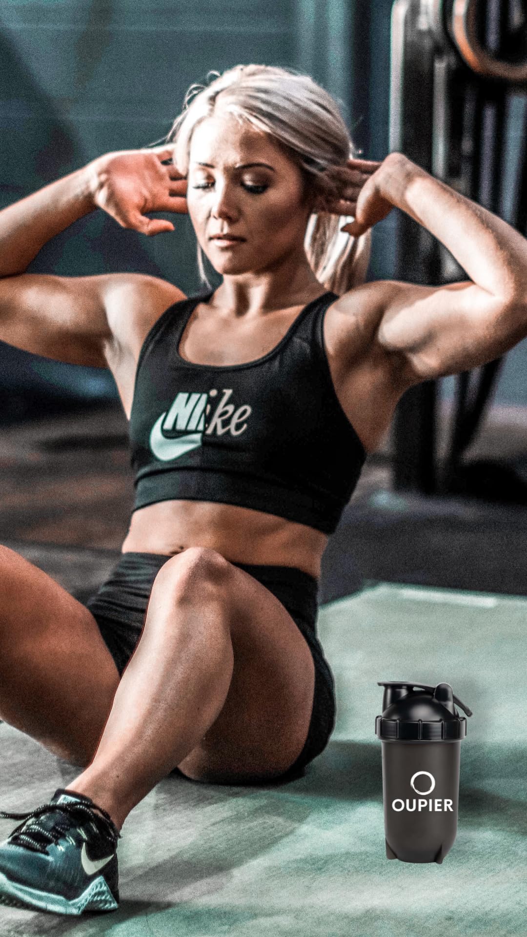 Oupier Tumbler Cooler Shaker - Protein Shaker Bottle and Smoothie Cup, 20 oz - Bladeless Blender Cup Purees Raw Fruit with Blending Ball – Powder Mixer for Pre Workout Gym (Black)