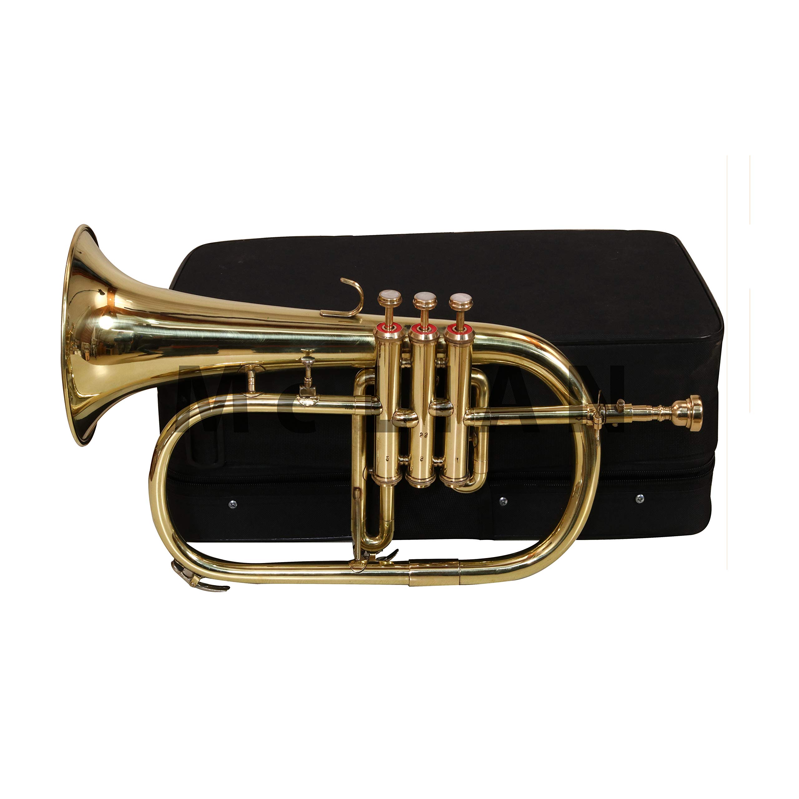 McLian Professional Bb Flugelhorn 3 Valves Brass with Hard Case, Mouthpiece and Gloves - Image 3