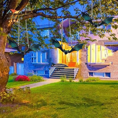 Miniatura 7 de UrsaMajor Decoración de murciélago de Halloween para el hogar, decoración de ventana de murciélagos verdes, adorno colgante de acrílico para fiesta