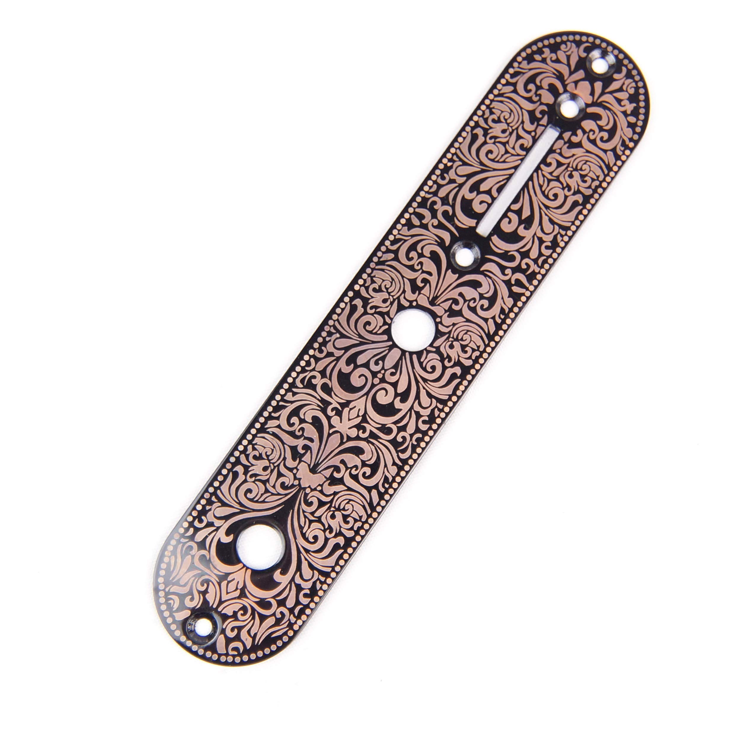 Replacment Metal Guitar Control Plate For Tele, Engraved Scrolls Copper