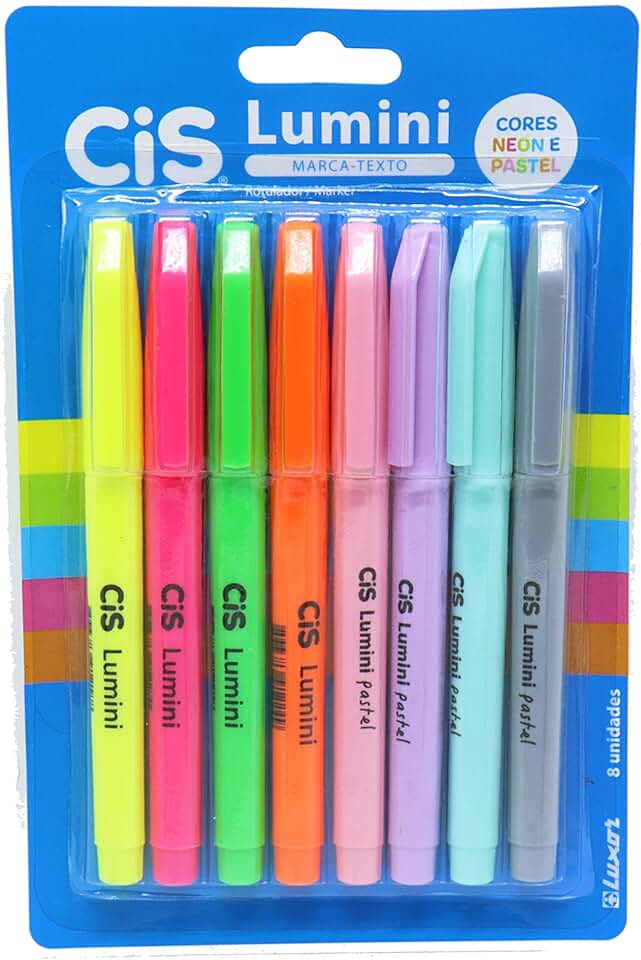 CONJUNTO MARCA TEXTO CIS LUMINI 8 CORES PASTEL