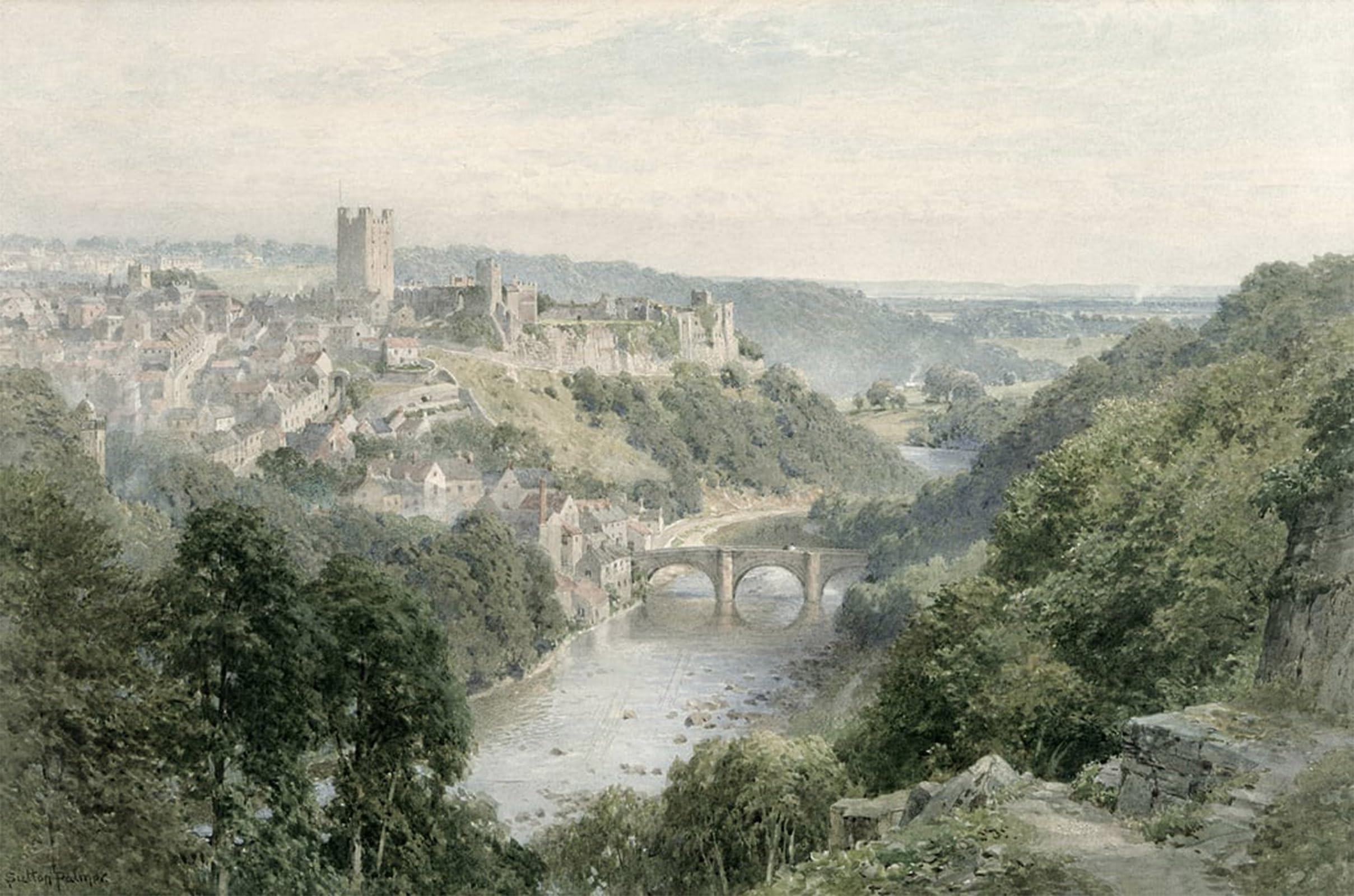 SERENDIPITP Retro Picture Poster Wall Art Pictures Painting Richmond Yorkshire by Henry Sutton Wall Art Canvas Print for Wall Decor 60x90cm