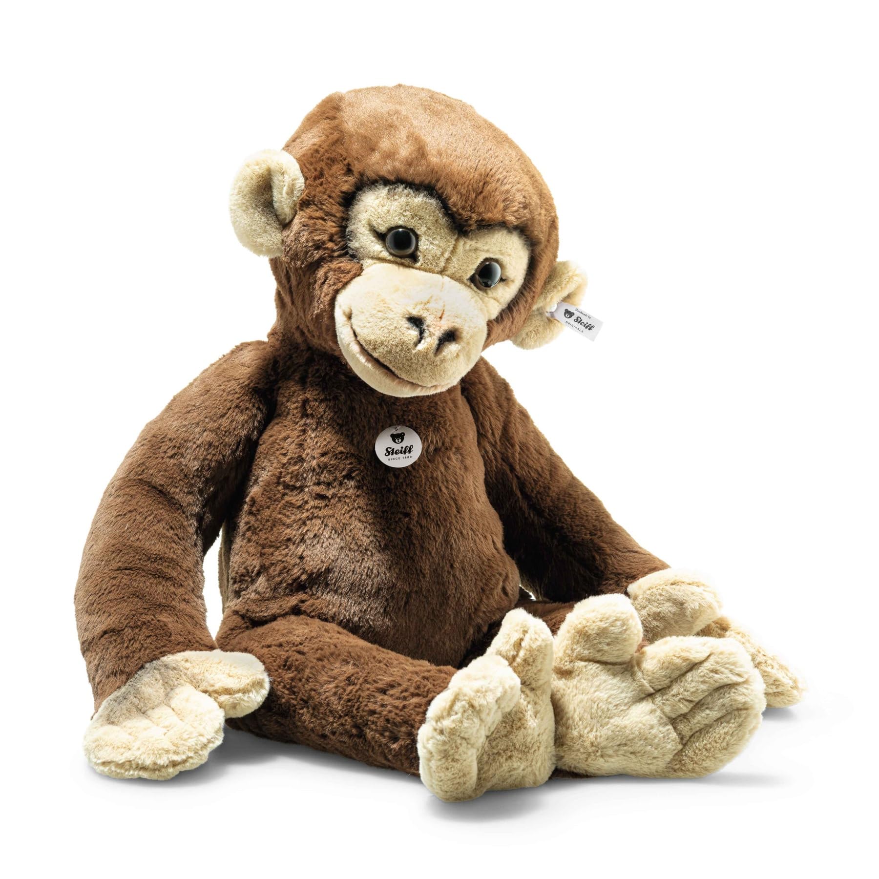 Steiff Kuscheltier Teddies for Tomorrow Jocko Schimpanse, Süßes Stofftier, Kinder, Jungen & Mädchen, Plüschtier 70 cm, Braun, 060465