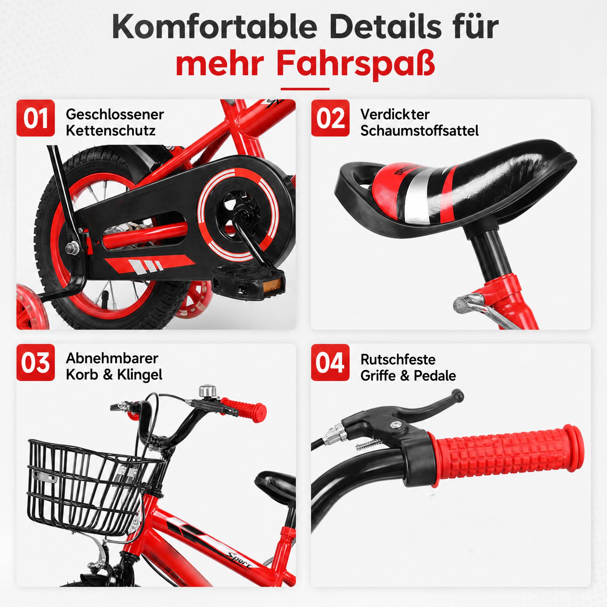 Kinderfahrrad 14 Zoll - Ab 3-5 Jahre für Jungen & Mädchen