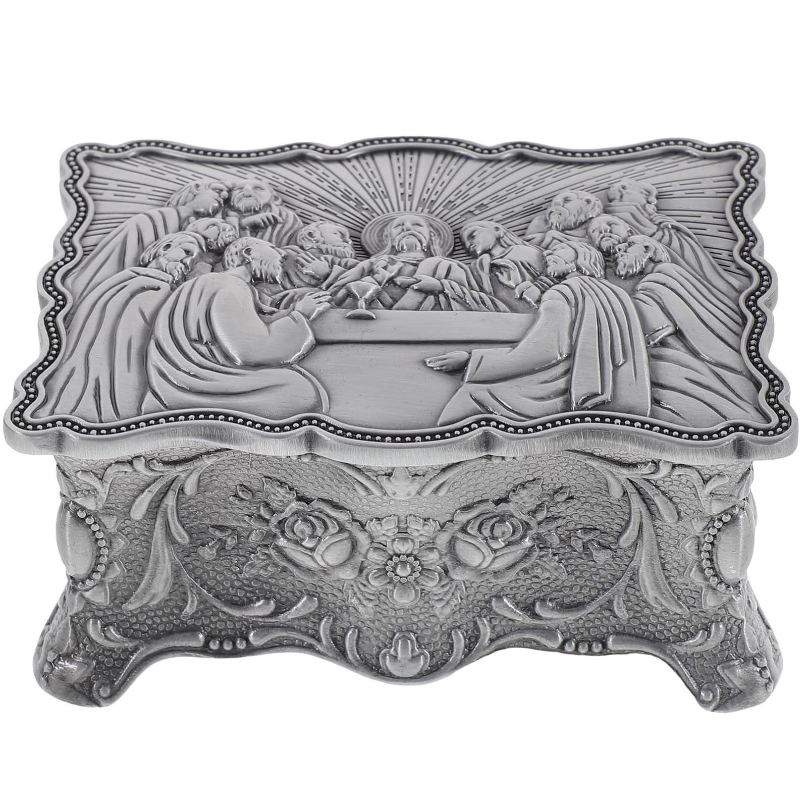 SOLUSTRE 3 Stück Vintage Schmuckkästchen mit Reliefmuster Europäischer Stil Fußende Kreative Aufbewahrung für Ringe und Schmuck als zu Weihnachten und Anlässen